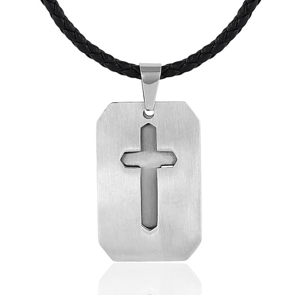 Montana Silversmiths Men's Striking Edge Cross Dog Tag Necklace - Retail $70 NEW - Picture 6 of 8
